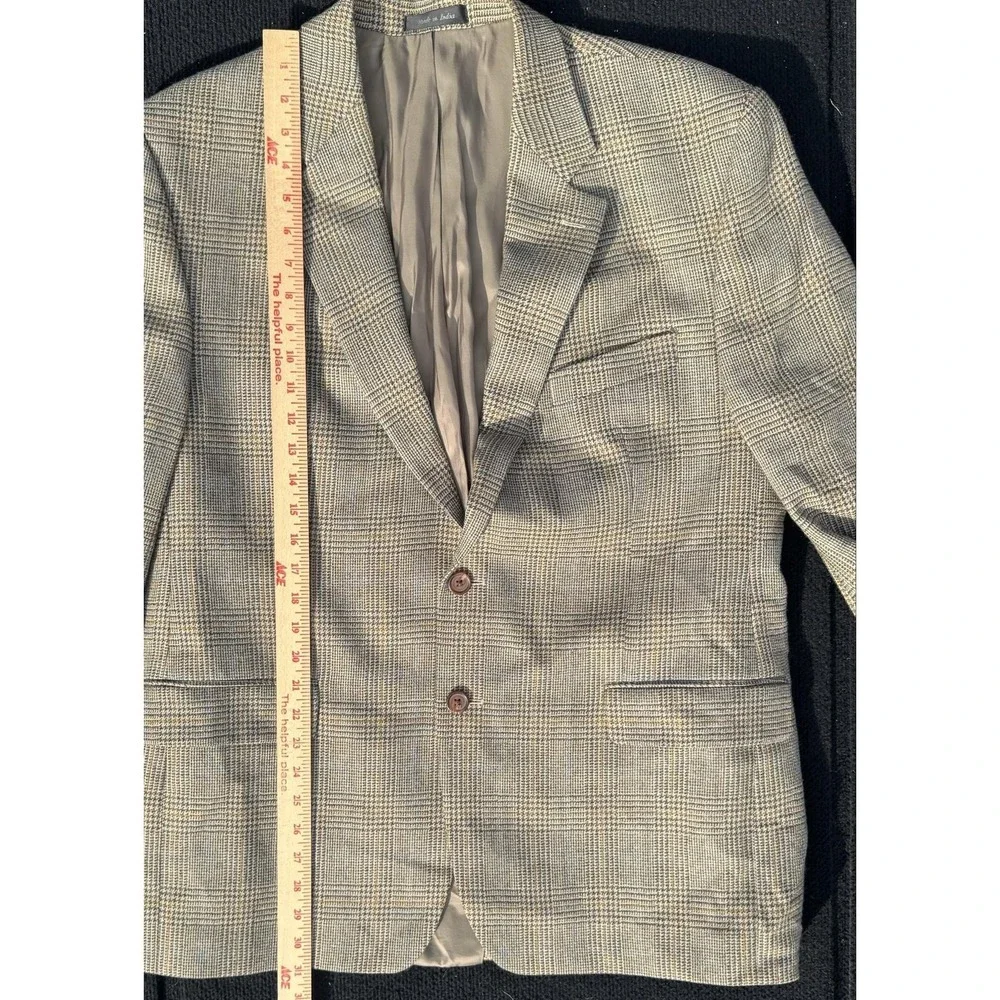 Lauren Ralph Lauren Blazer Mens 44R Gray Lambswool Plaid Tweed Sport Coat